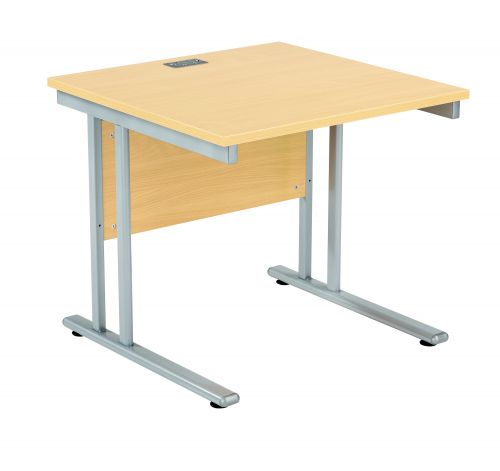 Fraction 2 Square Workstation - Oak with Silver Frame