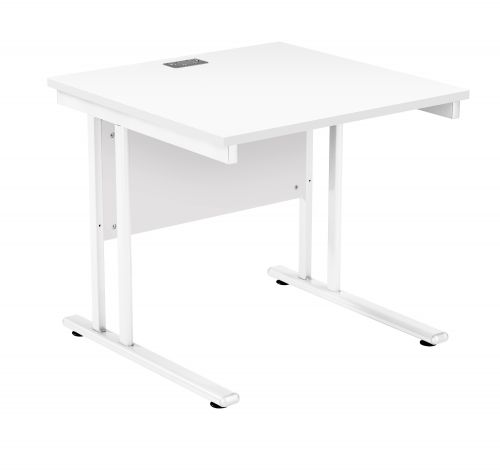 Fraction 2 Square Workstation - White with White Frame