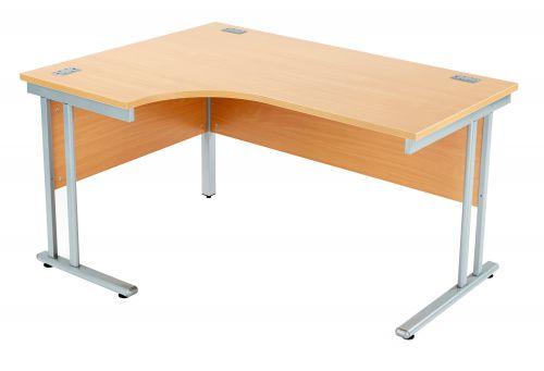 Fraction 2 Left Hand Core Workstation - Beech with Silver Frame