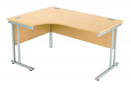 Fraction 2 Left Hand Core Workstation - Nova Oak with Silver Frame