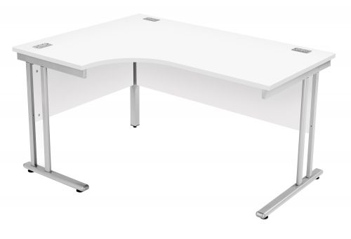 Fraction 2 Left Hand Core Workstation - White with Silver Frame