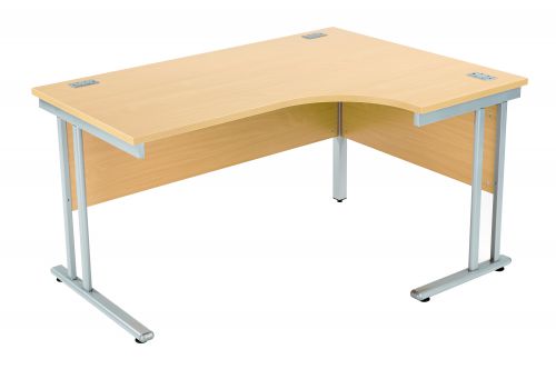 Fraction 2 Right Hand Core Workstation - Nova Oak with Silver Frame