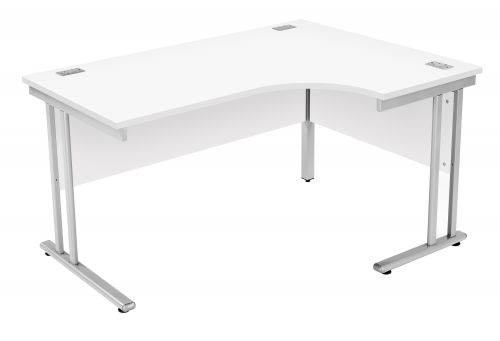 Fraction 2 Right Hand Core Workstation - White with Silver Frame