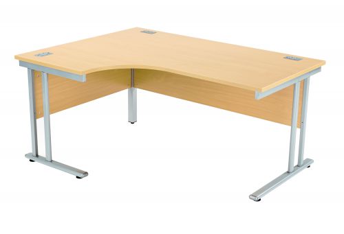 Fraction 2 Left Hand Core Workstation - Nova Oak with Silver Frame