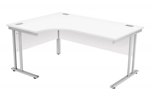 Fraction 2 Left Hand Core Workstation - White with Silver Frame