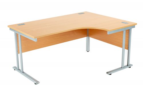Fraction 2 Right Hand Core Workstation - Beech with Silver Frame