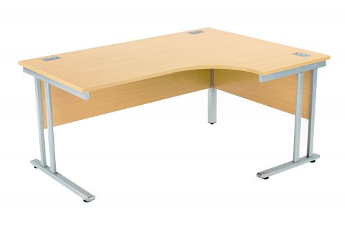 Fraction 2 Right Hand Core Workstation - Nova Oak with Silver Frame