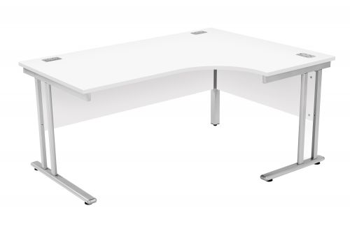 Fraction 2 Right Hand Core Workstation - White with Silver Frame