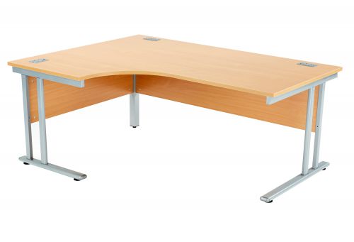 Fraction 2 Left Hand Core Workstation - Beech with Silver Frame