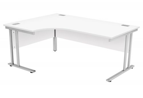 Fraction 2 Left Hand Core Workstation - White with Silver Frame