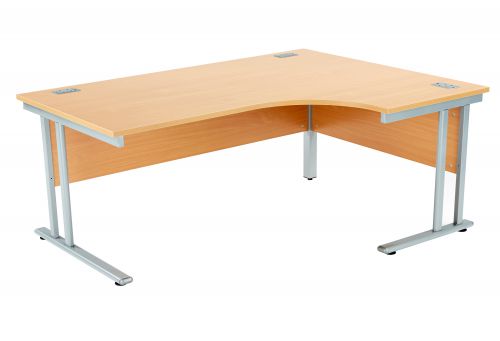 Fraction 2 Right Hand Core Workstation - Beech with Silver Frame