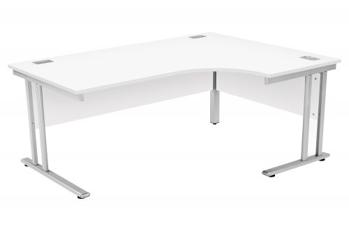 Fraction 2 Right Hand Core Workstation - White with Silver Frame