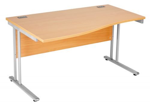 Fraction 2 Left Hand Wave Workstation - Beech with Silver Frame