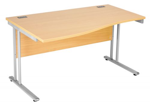 Fraction 2 Left Hand Wave Workstation - Nova Oak with Silver Frame