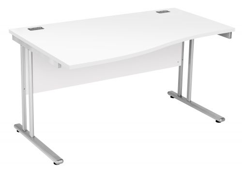 Fraction 2 Left Hand Wave Workstation - White with Silver Frame