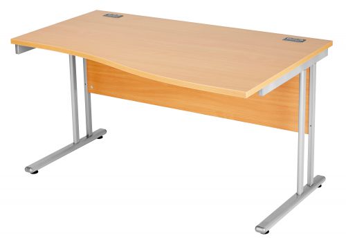Fraction 2 Right Hand Wave Workstation - Beech with Silver Frame