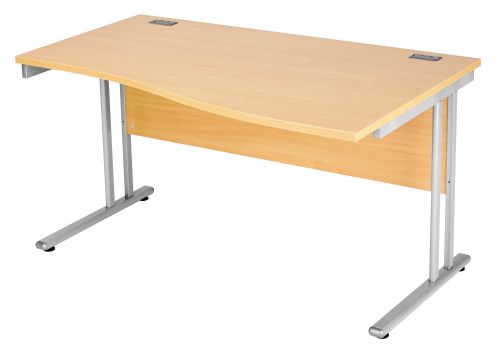 Fraction 2 Right Hand Wave Workstation - Nova Oak with Silver Frame