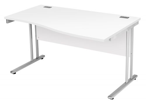 Fraction 2 Right Hand Wave Workstation - White with Silver Frame