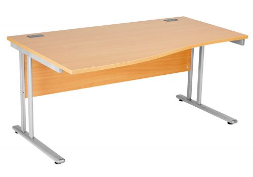 Fraction 2 Left Hand Wave Workstation - Beech with Silver Frame
