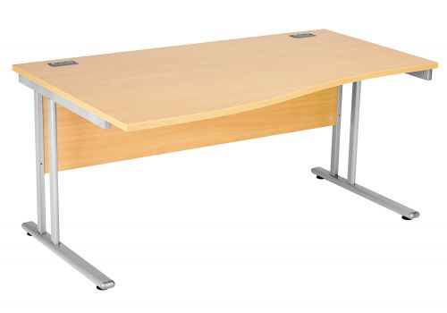 Fraction 2 Left Hand Wave Workstation - Nova Oak with Silver Frame