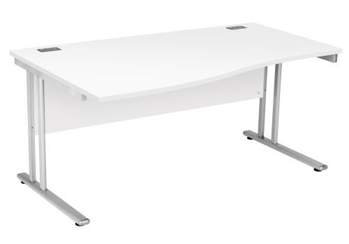 Fraction 2 Left Hand Wave Workstation - White with Silver Frame