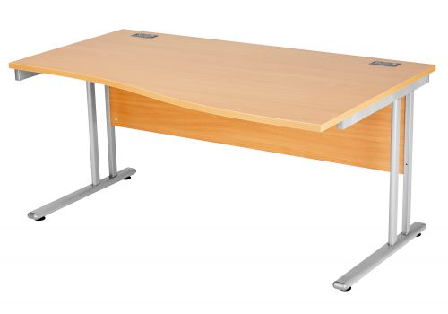 Fraction 2 Right Hand Wave Workstation - Beech with Silver Frame