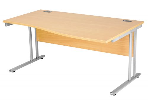 Fraction 2 Right Hand Wave Workstation - Nova Oak with Silver Frame
