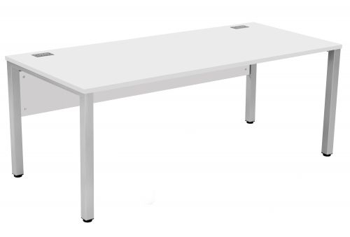 Fraction 3 Rectangular Workstation - White with Silver Frame