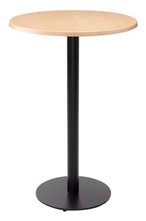 Forza Poseur Round Dining Table - Beech with Black Column
