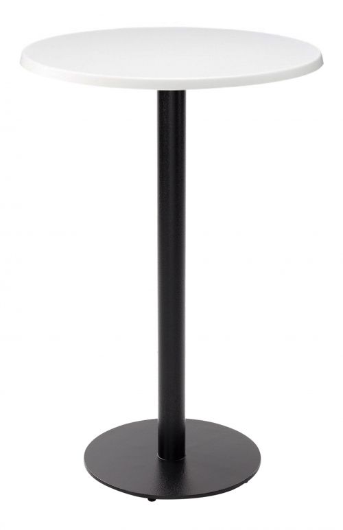 Forza Poseur Round Dining Table - White with Black Column
