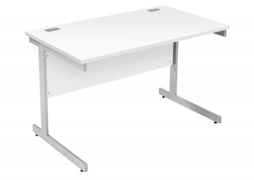 Fraction Plus Rectangular Workstation - White with Silver Frame