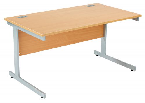 Fraction Plus Rectangular Workstation - Beech with Silver Frame