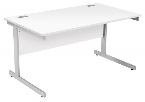 Fraction Plus Rectangular Workstation - White with Silver Frame