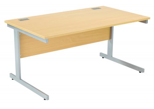 Fraction Plus Rectangular Workstation - Nova Oak with Silver Frame