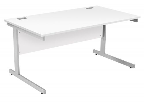 Fraction Plus Rectangular Workstation - White with Silver Frame