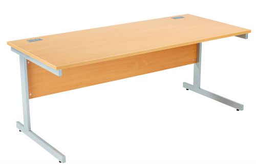 Fraction Plus Rectangular Workstation - Beech with Silver Frame