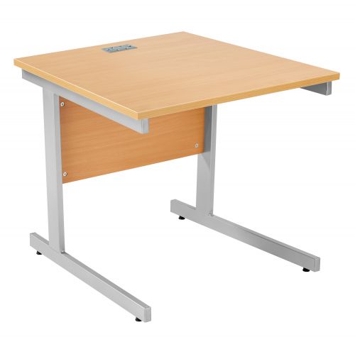 Fraction Plus Square Workstation - Beech with Silver Frame
