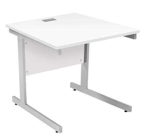 Fraction Plus Square Workstation - White with Silver Frame