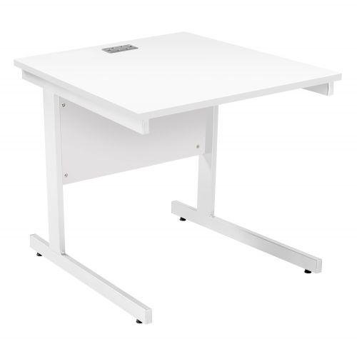 Fraction Plus Square Workstation - White with White Frame