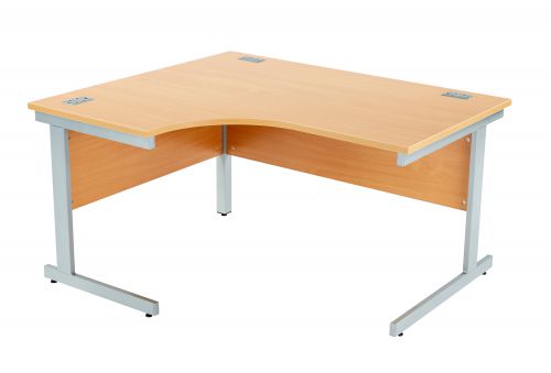 Fraction Plus Left Hand Core Workstation - Beech with Silver Frame