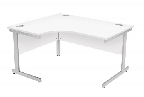 Fraction Plus Left Hand Core Workstation - White with Silver Frame