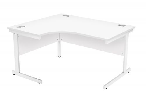 Fraction Plus Left Hand Core Workstation - White with White Frame