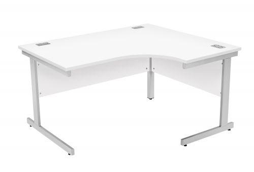 Fraction Plus Right Hand Core Workstation - White with Silver Frame