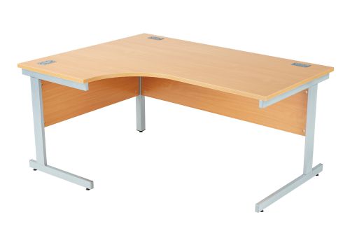 Fraction Plus Left Hand Core Workstation - Beech with Silver Frame