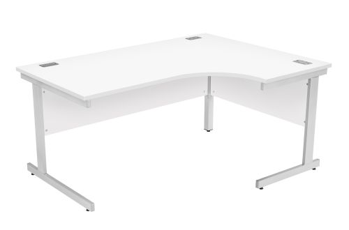 Fraction Plus Right Hand Core Workstation - White with Silver Frame