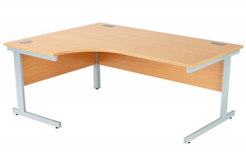 Fraction Plus Left Hand Core Workstation - Beech with Silver Frame