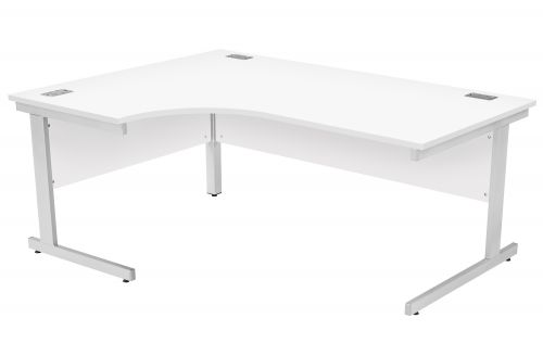 Fraction Plus Left Hand Core Workstation - White with Silver Frame