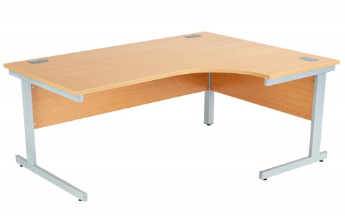 Fraction Plus Right Hand Core Workstation - Beech with Silver Frame