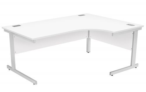 Fraction Plus Right Hand Core Workstation - White with Silver Frame