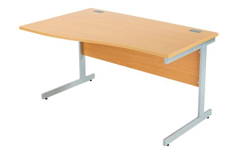 Fraction Plus Left Hand Wave Workstation - Beech with Silver Frame